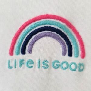 Life is Good Womens  RAIMBOW Short Sleeve Crusher Tee Oversized Size M T-Shirt
